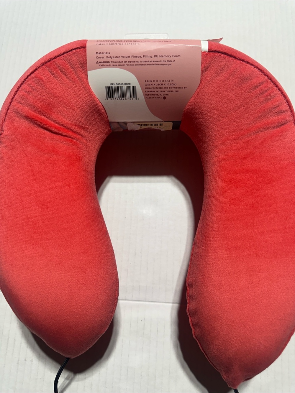 NWT Ruby + Cash memory foam salmon pink Waterproof Plush Travel Neck Pillow soft - Picture 7 of 8